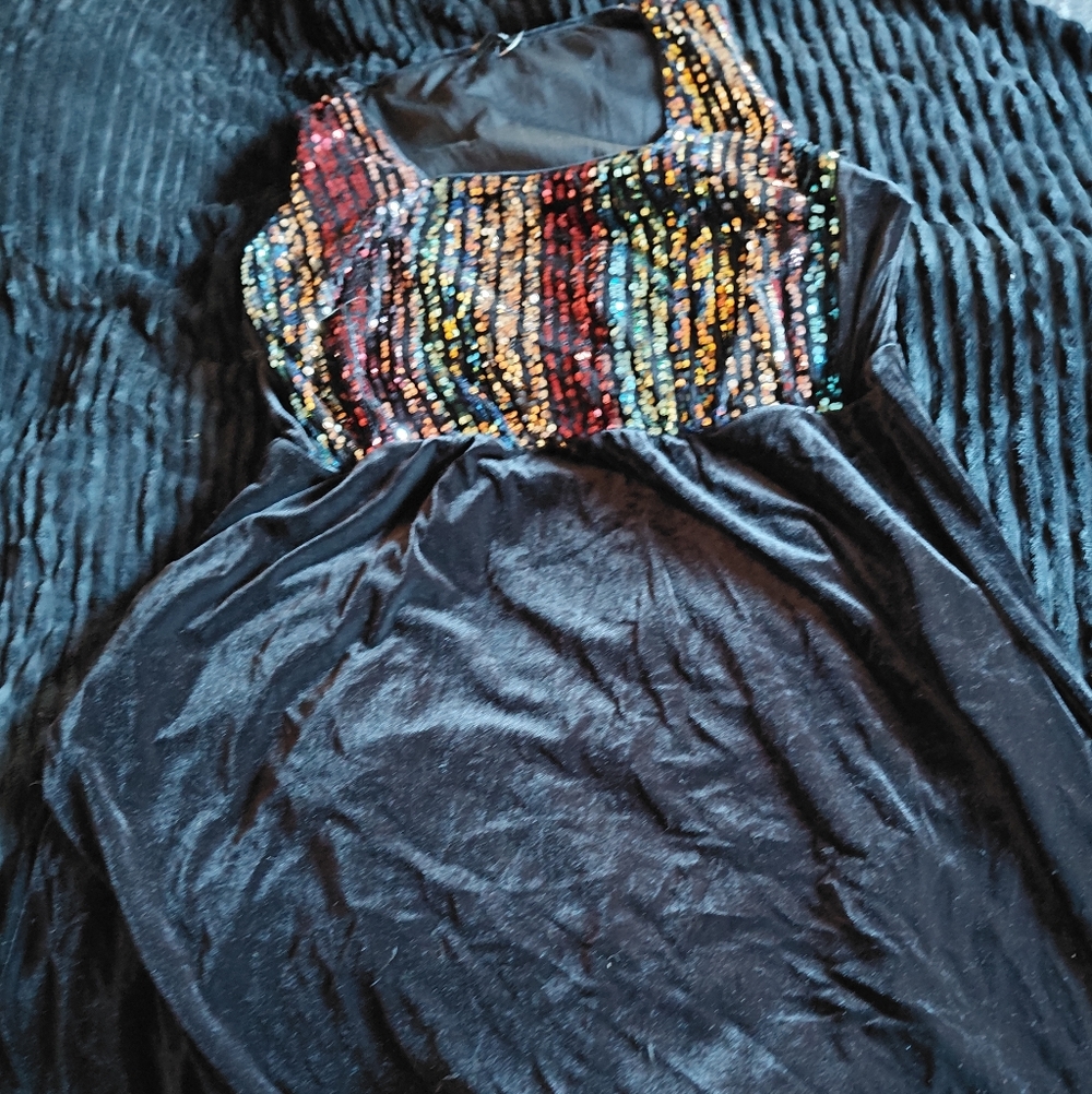 BloomChic Black Dress with Multicolor Sequins